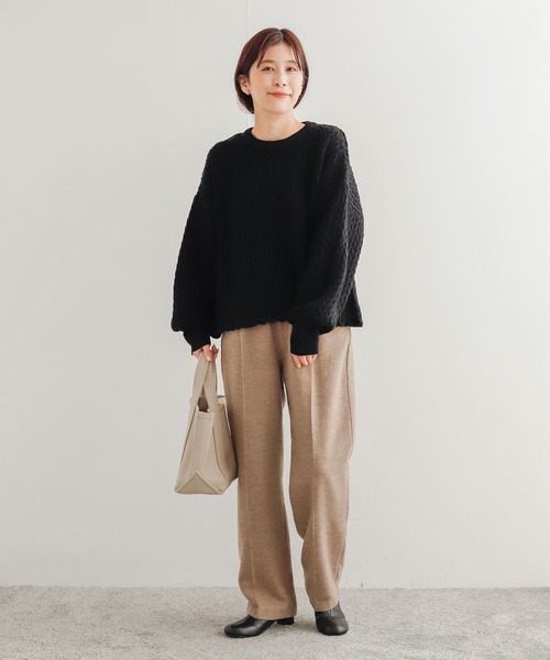 URBAN RESEARCH DOORS(アーバンリサーチドアーズ)の「ヘリンボーン柄ニットプルオーバー(ニット/セーター・レディース・ブラック/ライトベージュ・MEDIUM)」の19枚目の写真