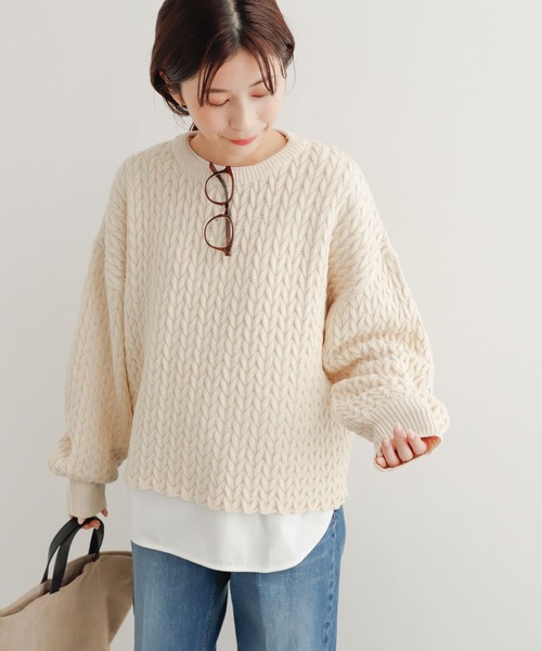 セール】ヘリンボーン柄ニットプルオーバー（ニット/セーター）｜URBAN