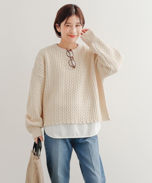 URBAN RESEARCH DOORS(アーバンリサーチドアーズ)の「ヘリンボーン柄ニットプルオーバー(ニット/セーター・レディース・ブラック/ライトベージュ・MEDIUM)」の13枚目の写真