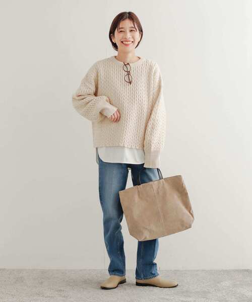 URBAN RESEARCH DOORS(アーバンリサーチドアーズ)の「ヘリンボーン柄ニットプルオーバー(ニット/セーター・レディース・ブラック/ライトベージュ・MEDIUM)」の10枚目の写真