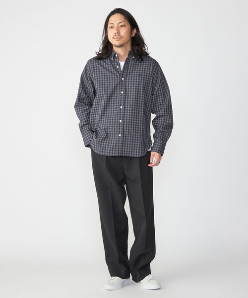 SHIPS(シップス)の「【WEB限定】SHIPS: MADE IN JAPAN ワンポイント ロゴ ギンガムチェック シャツ(シャツ/ブラウス・メンズ・グレー/ネイビー・SMALL/MEDIUM/X-LARGE/LARGE)」の4枚目の写真