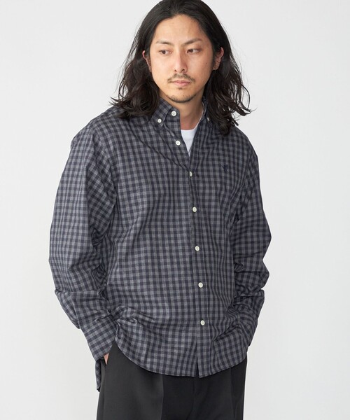 SHIPS(シップス)の「【WEB限定】SHIPS: MADE IN JAPAN ワンポイント ロゴ ギンガムチェック シャツ(シャツ/ブラウス・メンズ・グレー/ネイビー・SMALL/MEDIUM/X-LARGE/LARGE)」の8枚目の写真