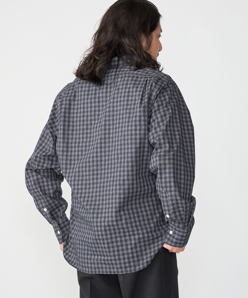 SHIPS(シップス)の「【WEB限定】SHIPS: MADE IN JAPAN ワンポイント ロゴ ギンガムチェック シャツ(シャツ/ブラウス・メンズ・グレー/ネイビー・SMALL/MEDIUM/X-LARGE/LARGE)」の10枚目の写真