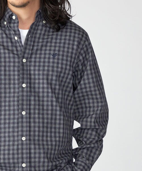 SHIPS(シップス)の「【WEB限定】SHIPS: MADE IN JAPAN ワンポイント ロゴ ギンガムチェック シャツ(シャツ/ブラウス・メンズ・グレー/ネイビー・SMALL/MEDIUM/X-LARGE/LARGE)」の12枚目の写真