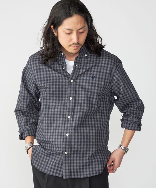 SHIPS(シップス)の「【WEB限定】SHIPS: MADE IN JAPAN ワンポイント ロゴ ギンガムチェック シャツ(シャツ/ブラウス・メンズ・グレー/ネイビー・SMALL/MEDIUM/X-LARGE/LARGE)」の13枚目の写真