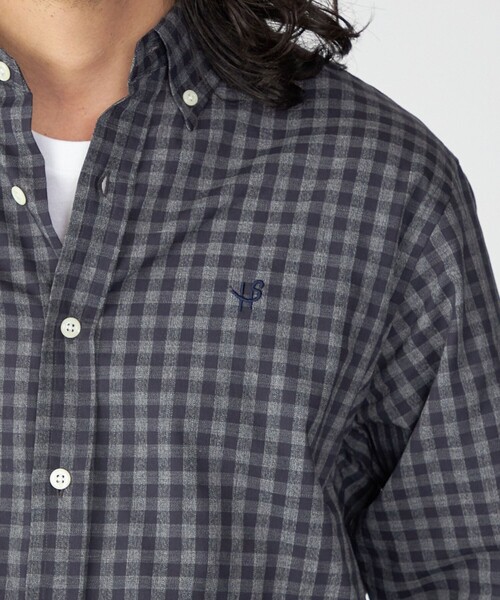 SHIPS(シップス)の「【WEB限定】SHIPS: MADE IN JAPAN ワンポイント ロゴ ギンガムチェック シャツ(シャツ/ブラウス・メンズ・グレー/ネイビー・SMALL/MEDIUM/X-LARGE/LARGE)」の16枚目の写真