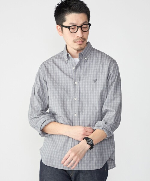 SHIPS(シップス)の「【WEB限定】SHIPS: MADE IN JAPAN ワンポイント ロゴ ギンガムチェック シャツ(シャツ/ブラウス・メンズ・グレー/ネイビー・SMALL/MEDIUM/X-LARGE/LARGE)」の17枚目の写真