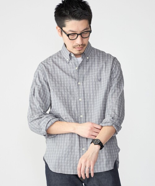 SHIPS(シップス)の「【WEB限定】SHIPS: MADE IN JAPAN ワンポイント ロゴ ギンガムチェック シャツ(シャツ/ブラウス・メンズ・グレー/ネイビー・SMALL/MEDIUM/X-LARGE/LARGE)」の18枚目の写真