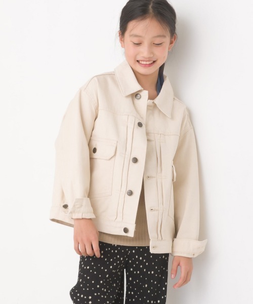 OMNES（オムネス）の「キッズビッグシルエット デニムジャケット（デニムジャケット・キッズ・ホワイト系その他/ブルー系その他/ワンウォッシュ・140/120/100）」の3枚目の写真