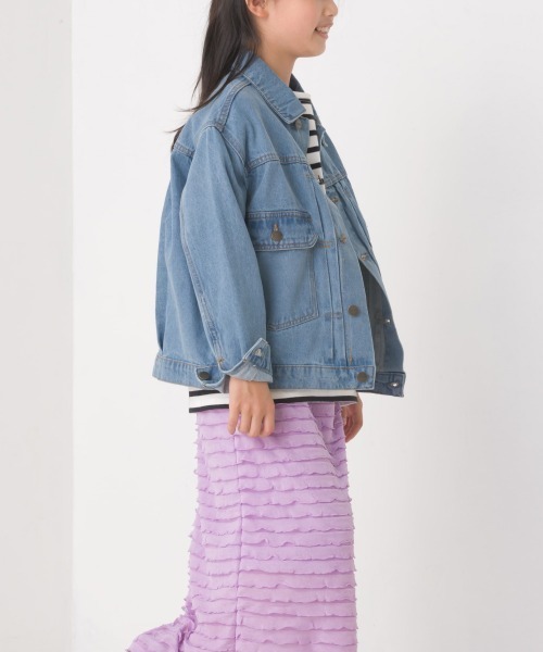 OMNES（オムネス）の「キッズビッグシルエット デニムジャケット（デニムジャケット・キッズ・ホワイト系その他/ブルー系その他/ワンウォッシュ・140/120/100）」の9枚目の写真