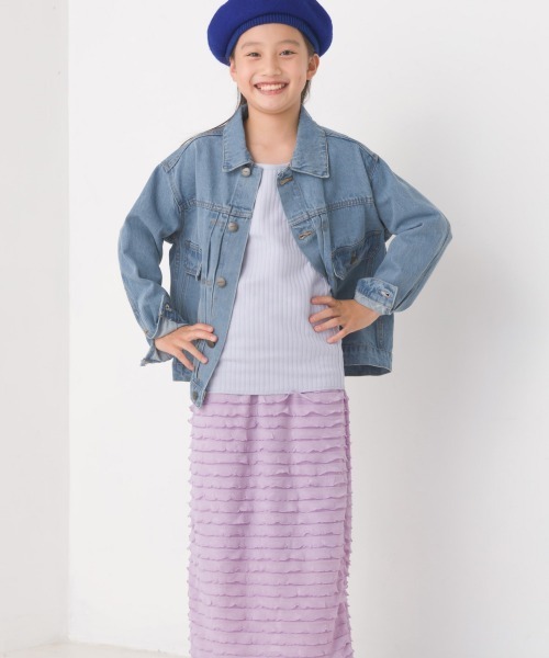 OMNES（オムネス）の「キッズビッグシルエット デニムジャケット（デニムジャケット・キッズ・ホワイト系その他/ブルー系その他/ワンウォッシュ・140/120/100）」の12枚目の写真