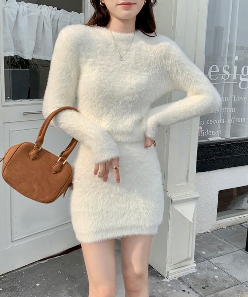 セール】シャギーニット セットアップ ミニスカート タイト