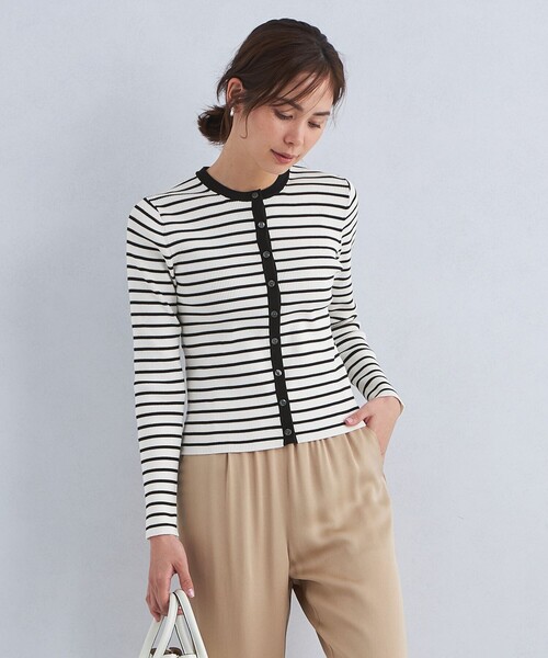 green label relaxing(グリーンレーベルリラクシング)の「<1_OF MINE>フォルムリブ クルーネック カーディガン ーウォッシャブル-(カーディガン/ボレロ・レディース・その他1/ネイビー/ロイヤルブルー/ケリー・FREE)」の4枚目の写真