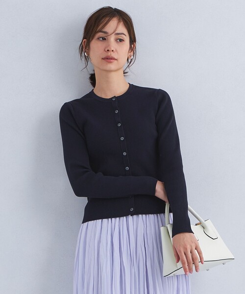 green label relaxing(グリーンレーベルリラクシング)の「<1_OF MINE>フォルムリブ クルーネック カーディガン ーウォッシャブル-(カーディガン/ボレロ・レディース・その他1/ネイビー/ロイヤルブルー/ケリー・FREE)」の3枚目の写真