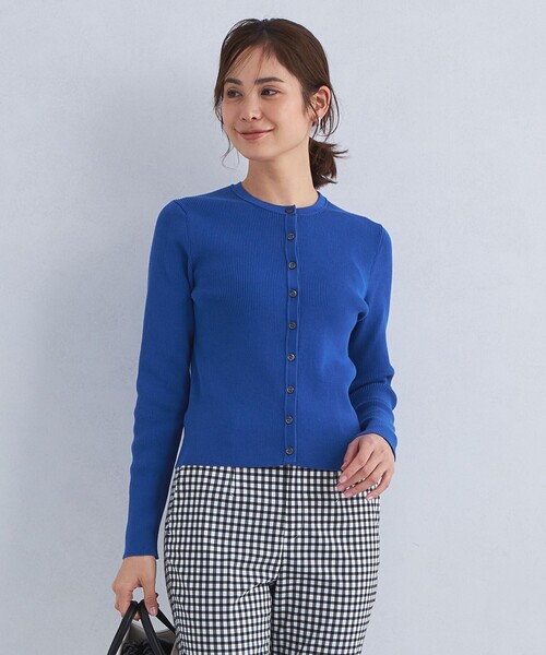 green label relaxing(グリーンレーベルリラクシング)の「<1_OF MINE>フォルムリブ クルーネック カーディガン ーウォッシャブル-(カーディガン/ボレロ・レディース・その他1/ネイビー/ロイヤルブルー/ケリー・FREE)」の1枚目の写真