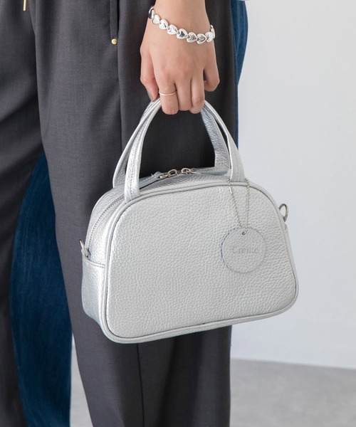 LAVEANGE（ラビアンジェ）の「カウレザーミニボストンショルダーバッグ（ショルダーバッグ・レディース・シルバー/ブラック・F）」の8枚目の写真