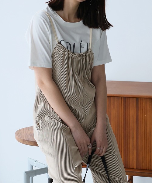 Doula Doula（ドゥーラドゥーラ）の「ワイドサロペットパンツ（サロペット/オーバーオール・レディース・ベージュ/アイボリー/ブラック/グレイッシュベージュ・FREE）」の4枚目の写真