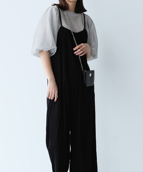 Doula Doula（ドゥーラドゥーラ）の「ワイドサロペットパンツ（サロペット/オーバーオール・レディース・ベージュ/アイボリー/ブラック/グレイッシュベージュ・FREE）」の5枚目の写真