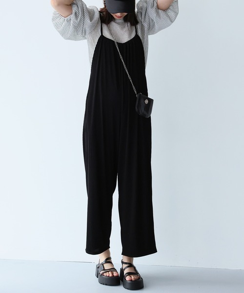 Doula Doula（ドゥーラドゥーラ）の「ワイドサロペットパンツ（サロペット/オーバーオール・レディース・ベージュ/アイボリー/ブラック/グレイッシュベージュ・FREE）」の6枚目の写真