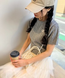 AS KNOW AS plus | ◎ロゴ刺繍とケーブル半袖ニットプルオーバー(ニット/セーター)