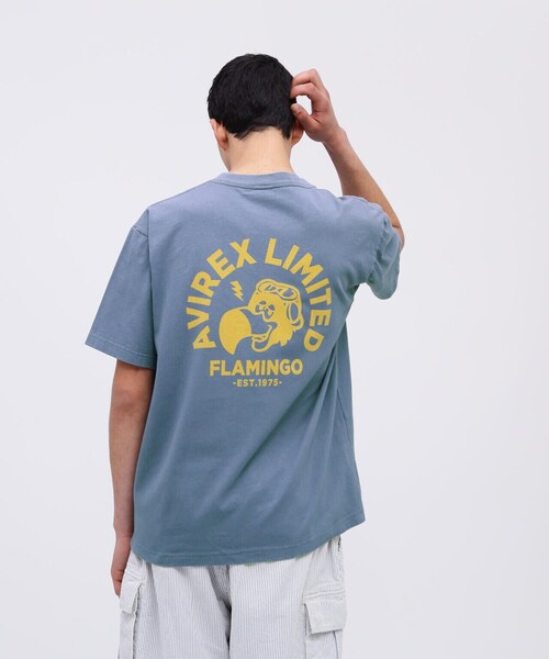 AVIREX（アヴィレックス）の「NORSE ART T-SHIRT FRAMINGO / ノーズアート Tシャツ フラミンゴ / AVIREX / アヴィレックス（Tシャツ/カットソー・メンズ・ブルー/ブラック/ナチュラル・XX-LARGE/X-LARGE/LARGE/MEDIUM）」の9枚目の写真
