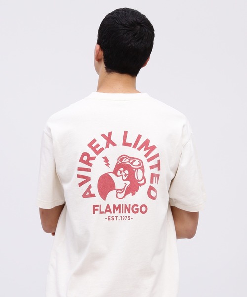AVIREX（アヴィレックス）の「NORSE ART T-SHIRT FRAMINGO / ノーズアート Tシャツ フラミンゴ / AVIREX / アヴィレックス（Tシャツ/カットソー・メンズ・ブルー/ブラック/ナチュラル・XX-LARGE/X-LARGE/LARGE/MEDIUM）」の2枚目の写真