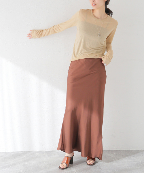 BASERANGE(ベースレンジ)の「【BASERANGE/ベースレンジ】LONG SLEEVE TEE:カットソー(Tシャツ/カットソー・レディース・ベージュ/ブラウン/アイボリー/ブラウン系その他/ピンク系その他・SMALL)」の6枚目の写真