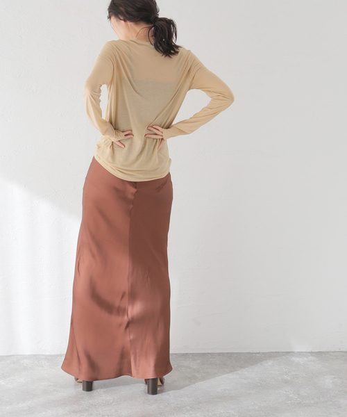 BASERANGE(ベースレンジ)の「【BASERANGE/ベースレンジ】LONG SLEEVE TEE:カットソー(Tシャツ/カットソー・レディース・ベージュ/ブラウン/アイボリー/ブラウン系その他/ピンク系その他・SMALL)」の7枚目の写真