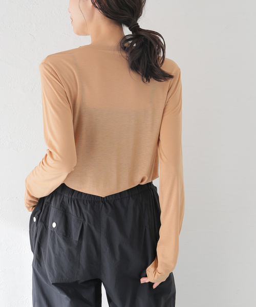 BASERANGE(ベースレンジ)の「【BASERANGE/ベースレンジ】LONG SLEEVE TEE:カットソー(Tシャツ/カットソー・レディース・ベージュ/ブラウン/アイボリー/ブラウン系その他/ピンク系その他・SMALL)」の9枚目の写真