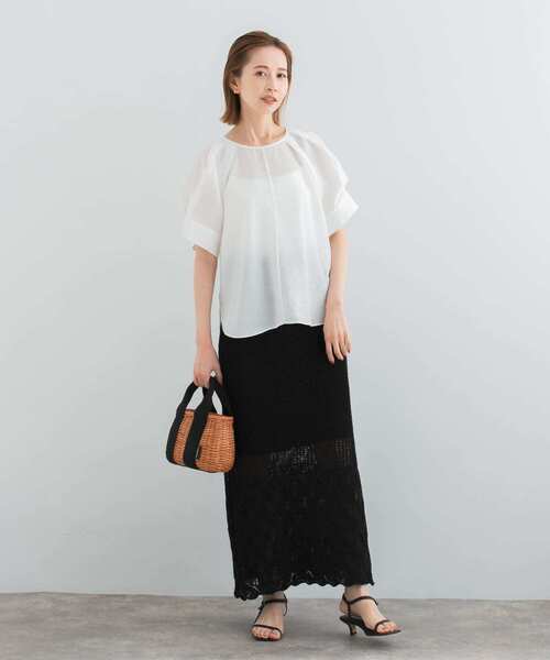 URBAN RESEARCH ROSSO WOMEN（アーバンリサーチ　ロッソ）の「5分袖タックボリュームシアーブラウス（シャツ/ブラウス・レディース・ホワイト/モカ/オレンジ系その他・FREE）」の11枚目の写真