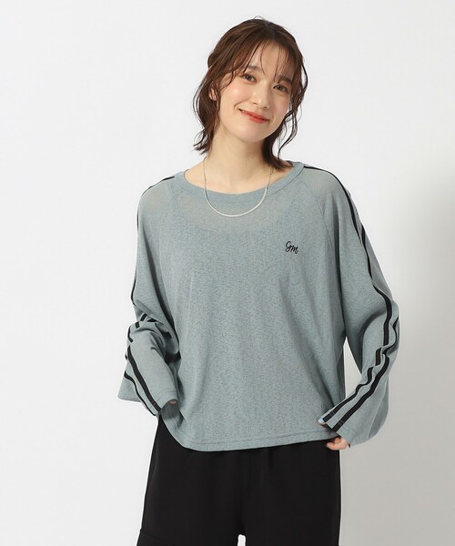 Cutie Blonde(キューティーブロンド)の「◆大人の抜け感コーデに ライン入りシアートップス(Tシャツ/カットソー・レディース・チャコールグレー/ホワイト系/グリーン系・04/03/02)」の12枚目の写真