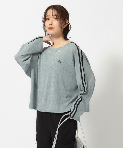 Cutie Blonde(キューティーブロンド)の「◆大人の抜け感コーデに ライン入りシアートップス(Tシャツ/カットソー・レディース・チャコールグレー/ホワイト系/グリーン系・04/03/02)」の13枚目の写真