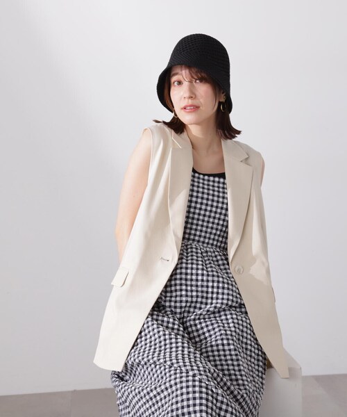 N.(N. Natural Beauty Basic)(エヌエヌナチュラルビューティーベーシック)の「◆シングルブレストテーラードジレ(ベスト・レディース・ブラウン/クリーム/ブラック・MEDIUM)」の14枚目の写真