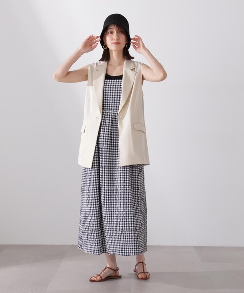 N.(N. Natural Beauty Basic)(エヌエヌナチュラルビューティーベーシック)の「◆シングルブレストテーラードジレ(ベスト・レディース・ブラウン/クリーム/ブラック・MEDIUM)」の8枚目の写真