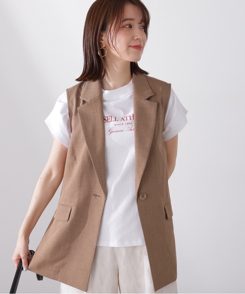 N.(N. Natural Beauty Basic)(エヌエヌナチュラルビューティーベーシック)の「◆シングルブレストテーラードジレ(ベスト・レディース・ブラウン/クリーム/ブラック・MEDIUM)」の1枚目の写真