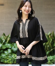 ジオメトリック刺繍プルオーバー