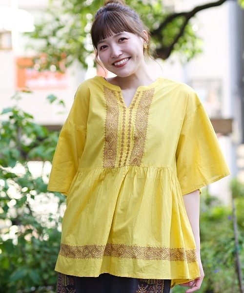 ジオメトリック刺繍プルオーバー（シャツ/ブラウス）｜チチカカ