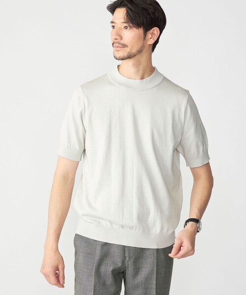 SHIPS(シップス)の「SHIPS: シーアイランド コットン モックネック ニットTシャツ(ニット/セーター・メンズ・ブラック/ワイン/オフホワイト/ライトオリーブ・SMALL/X-LARGE/LARGE/MEDIUM)」の2枚目の写真