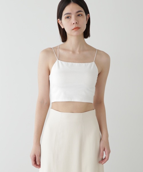 JILL STUART(ジルスチュアート)の「◆クロップドカップ付きインナー(キャミソール・レディース・ホワイト/ブラック・MEDIUM/SMALL)」の2枚目の写真
