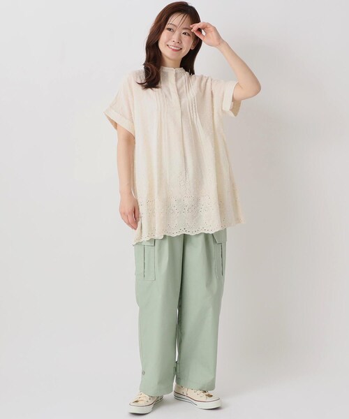 one'sterrace(ワンズテラス)の「ドビー ドットチュニックブラウス(シャツ/ブラウス・レディース・グレー系その他7/アイボリー系8/ライトグリーン系・02)」の12枚目の写真