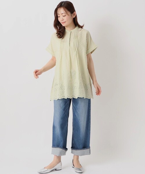 one'sterrace(ワンズテラス)の「ドビー ドットチュニックブラウス(シャツ/ブラウス・レディース・グレー系その他7/アイボリー系8/ライトグリーン系・02)」の14枚目の写真