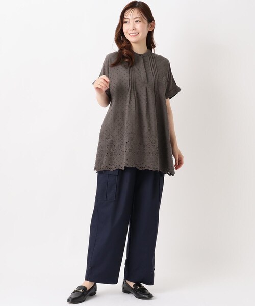 one'sterrace(ワンズテラス)の「ドビー ドットチュニックブラウス(シャツ/ブラウス・レディース・グレー系その他7/アイボリー系8/ライトグリーン系・02)」の16枚目の写真