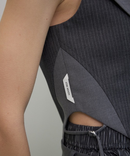 JOSE MOON（ジョゼムーン）の「STRIPE BUSTIER TOPS/ストライプビスチェトップス（キャミソール・レディース・グレー・36/38）」の4枚目の写真