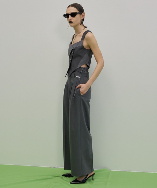 JOSE MOON（ジョゼムーン）の「STRIPE BUSTIER TOPS/ストライプビスチェトップス（キャミソール・レディース・グレー・36/38）」の5枚目の写真