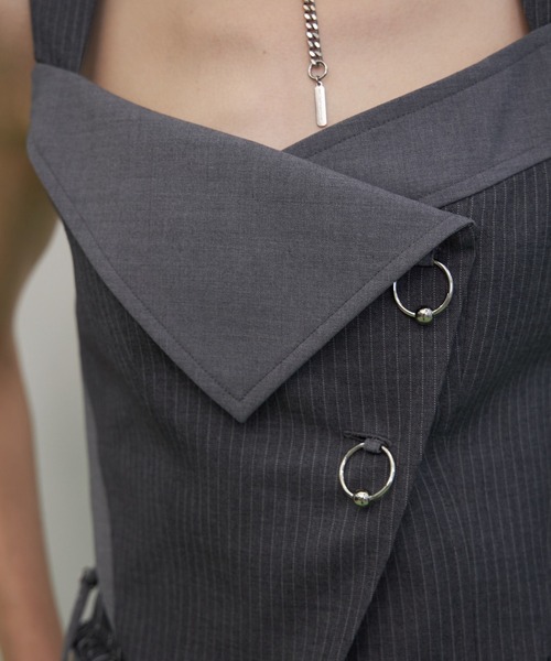 JOSE MOON（ジョゼムーン）の「STRIPE BUSTIER TOPS/ストライプビスチェトップス（キャミソール・レディース・グレー・36/38）」の8枚目の写真