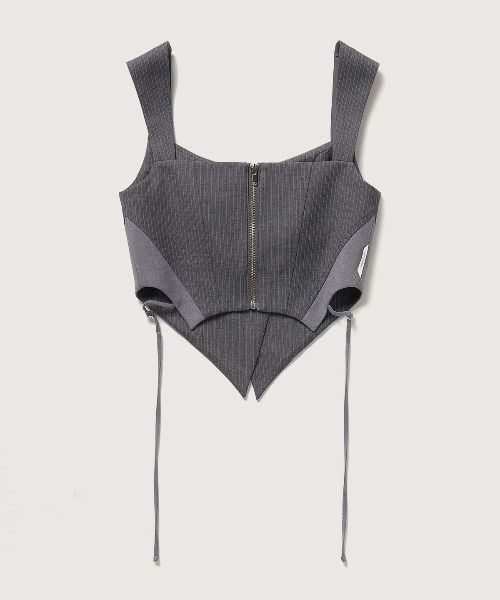 JOSE MOON（ジョゼムーン）の「STRIPE BUSTIER TOPS/ストライプビスチェトップス（キャミソール・レディース・グレー・36/38）」の10枚目の写真