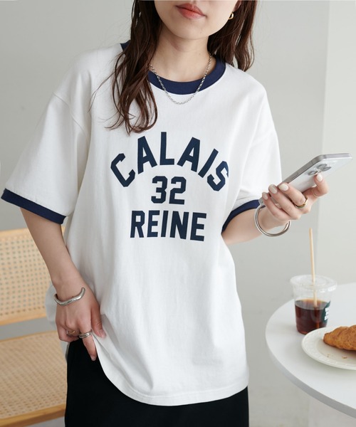 DISCOAT（ディスコート）の「【一枚で着映え◎/WEB限定】ナンバリングリンガーTシャツ（Tシャツ/カットソー・レディース・オフホワイト/ネイビー/イエロー・FREE/SMALL）」の2枚目の写真