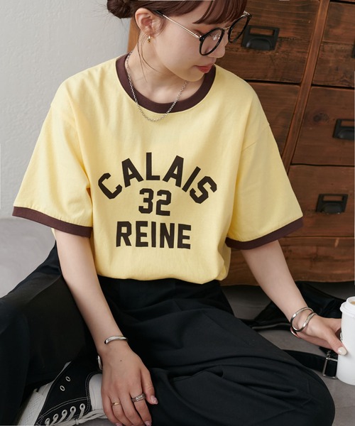 DISCOAT（ディスコート）の「【一枚で着映え◎/WEB限定】ナンバリングリンガーTシャツ（Tシャツ/カットソー・レディース・オフホワイト/ネイビー/イエロー・FREE/SMALL）」の3枚目の写真