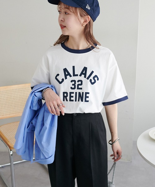 DISCOAT（ディスコート）の「【一枚で着映え◎/WEB限定】ナンバリングリンガーTシャツ（Tシャツ/カットソー・レディース・オフホワイト/ネイビー/イエロー・FREE/SMALL）」の9枚目の写真