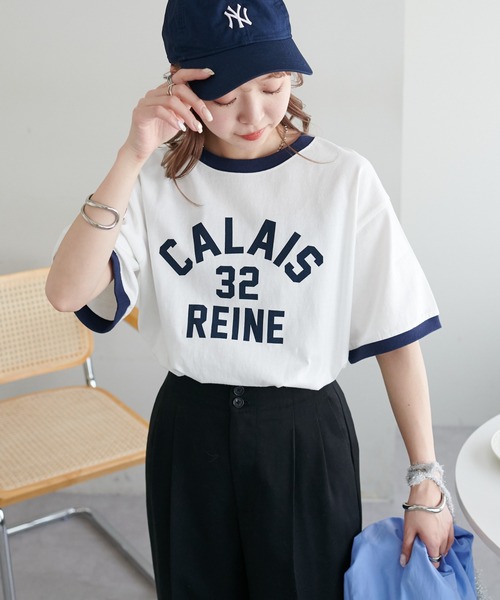 DISCOAT（ディスコート）の「【一枚で着映え◎/WEB限定】ナンバリングリンガーTシャツ（Tシャツ/カットソー・レディース・オフホワイト/ネイビー/イエロー・FREE/SMALL）」の8枚目の写真